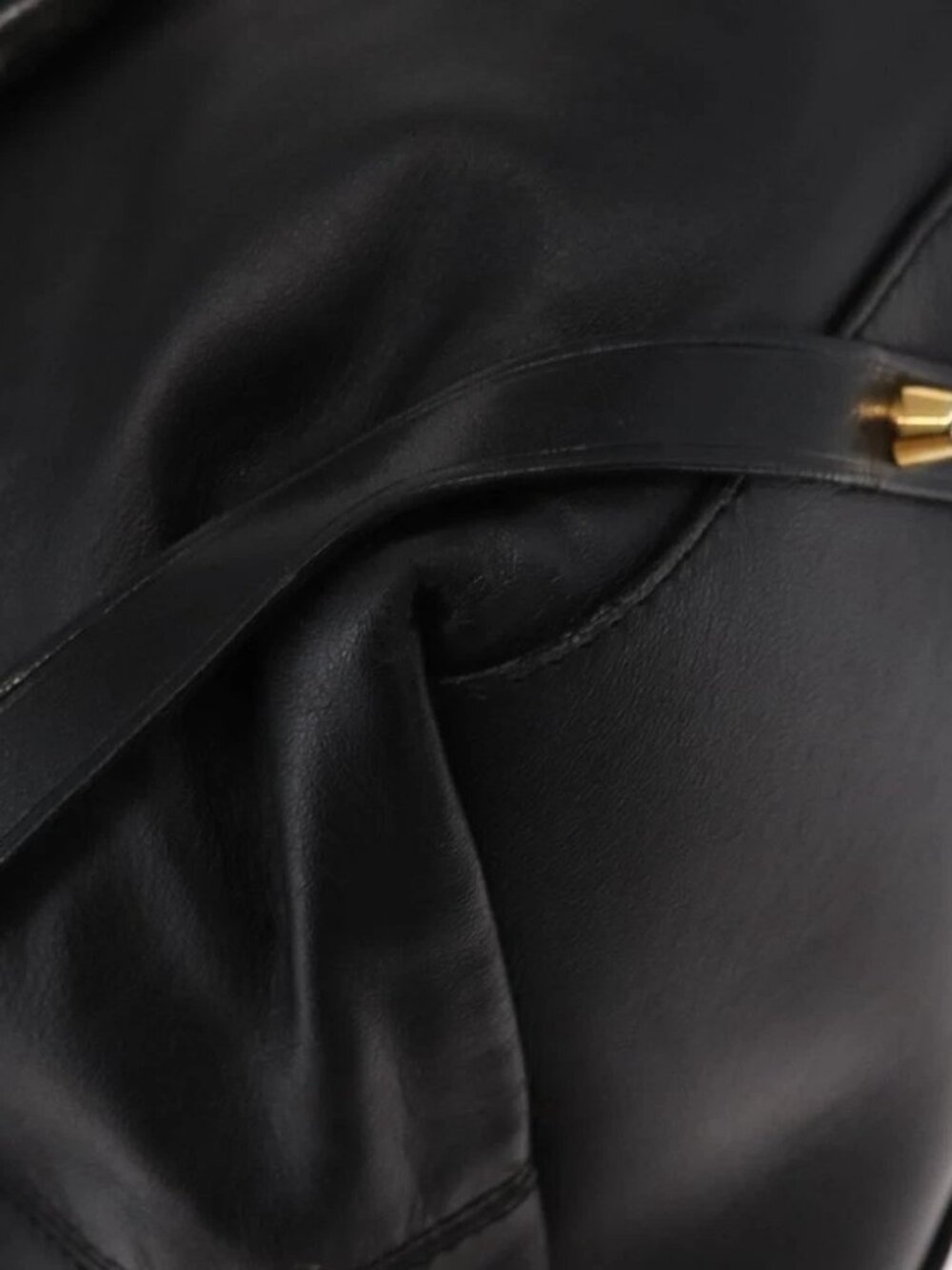 BURBERRY Tote Bag Leather Black Gold Auth - Picture 9 of 16